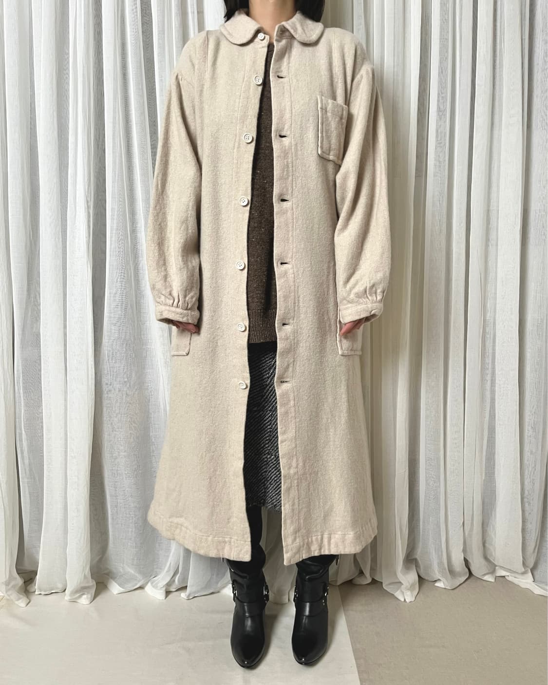 Tao comme des garcons 축융 울 셔링 롱코트 꼼데가르송 상품이미지9