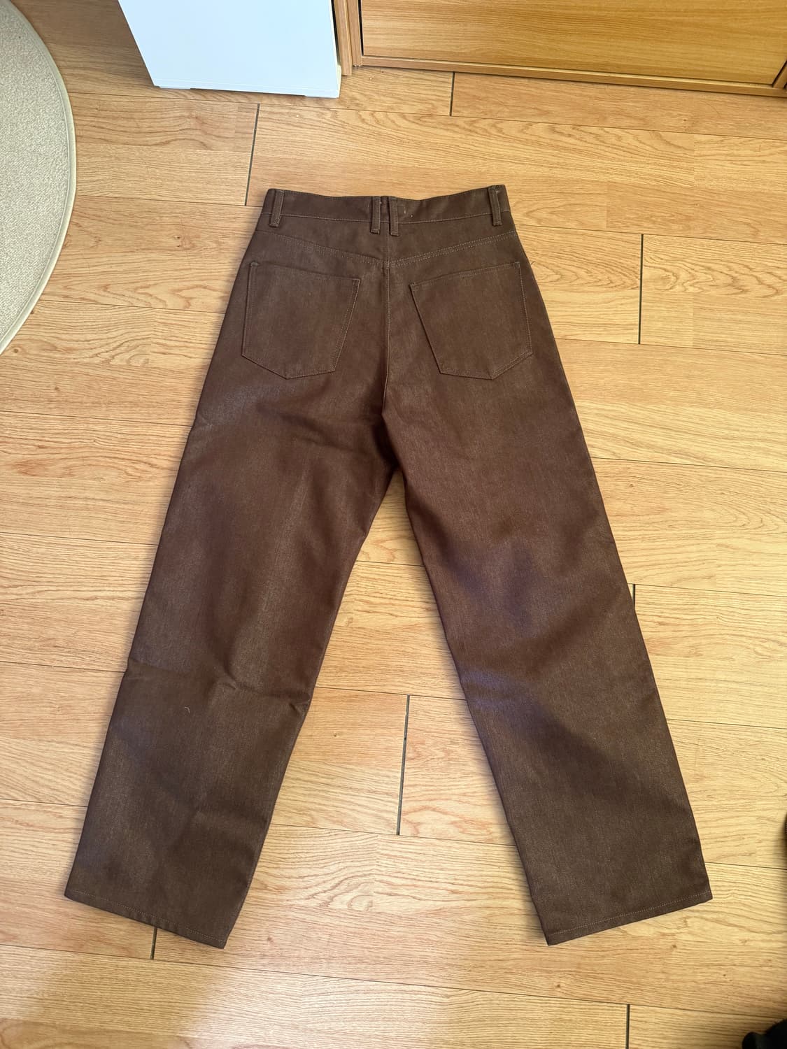 (S size) 새상품 제로 클린 딥 원턱 데님팬츠 브라운  상품이미지2