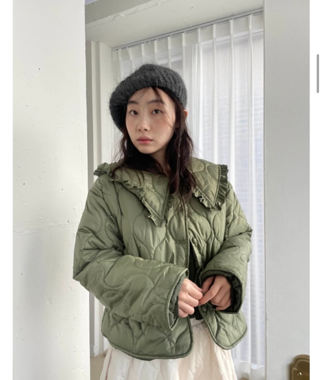 김아홉 레이스 경량패딩 (블랙) 상품이미지1