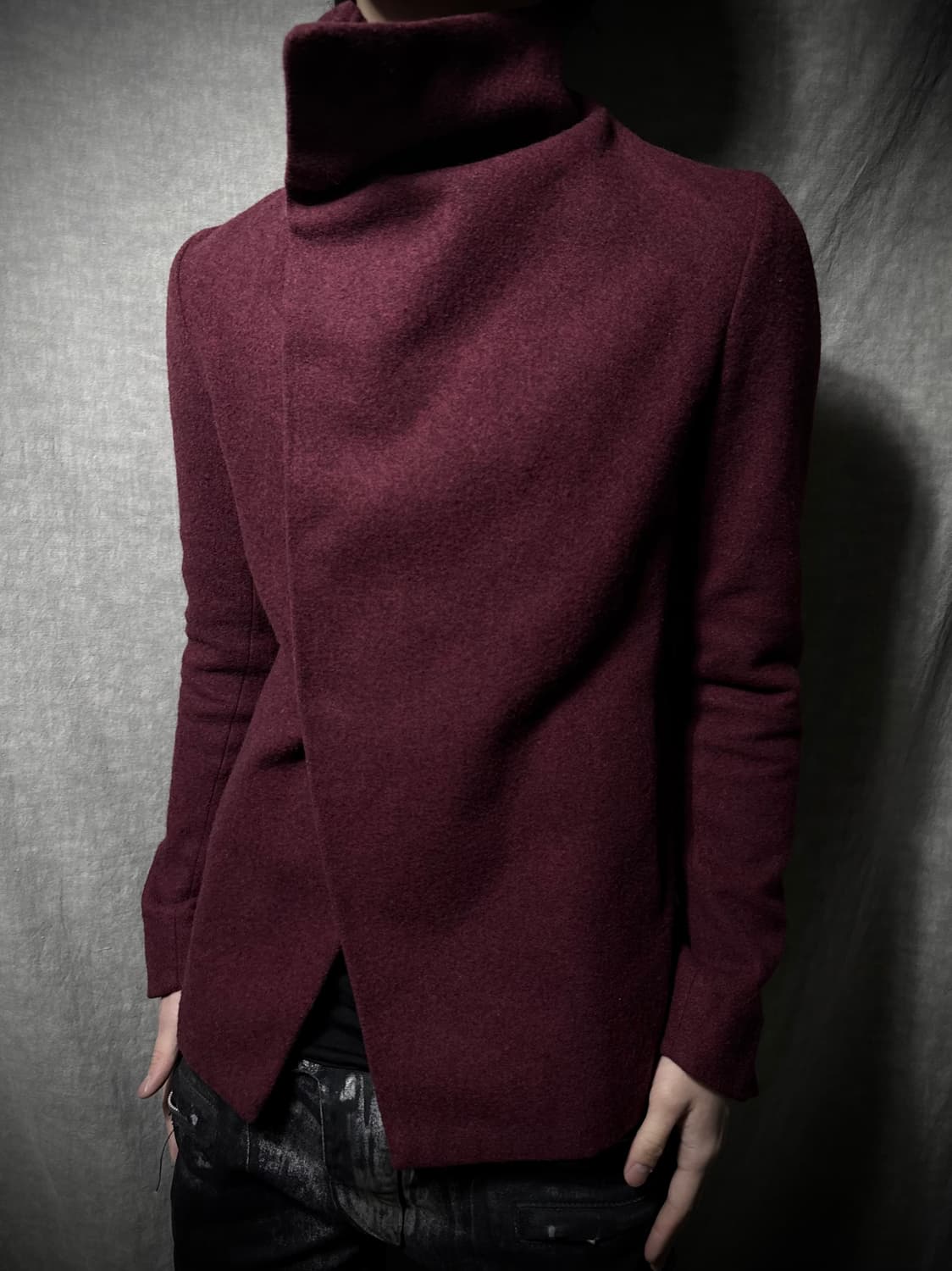 N4 Asymmetric High Collar Wool Coat 상품이미지2