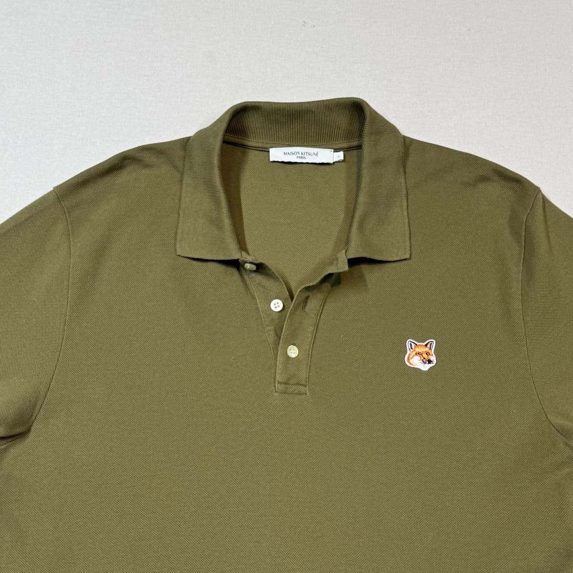 L) 메종키츠네 폭스 헤드 반팔 카라티 올리브 상품이미지3