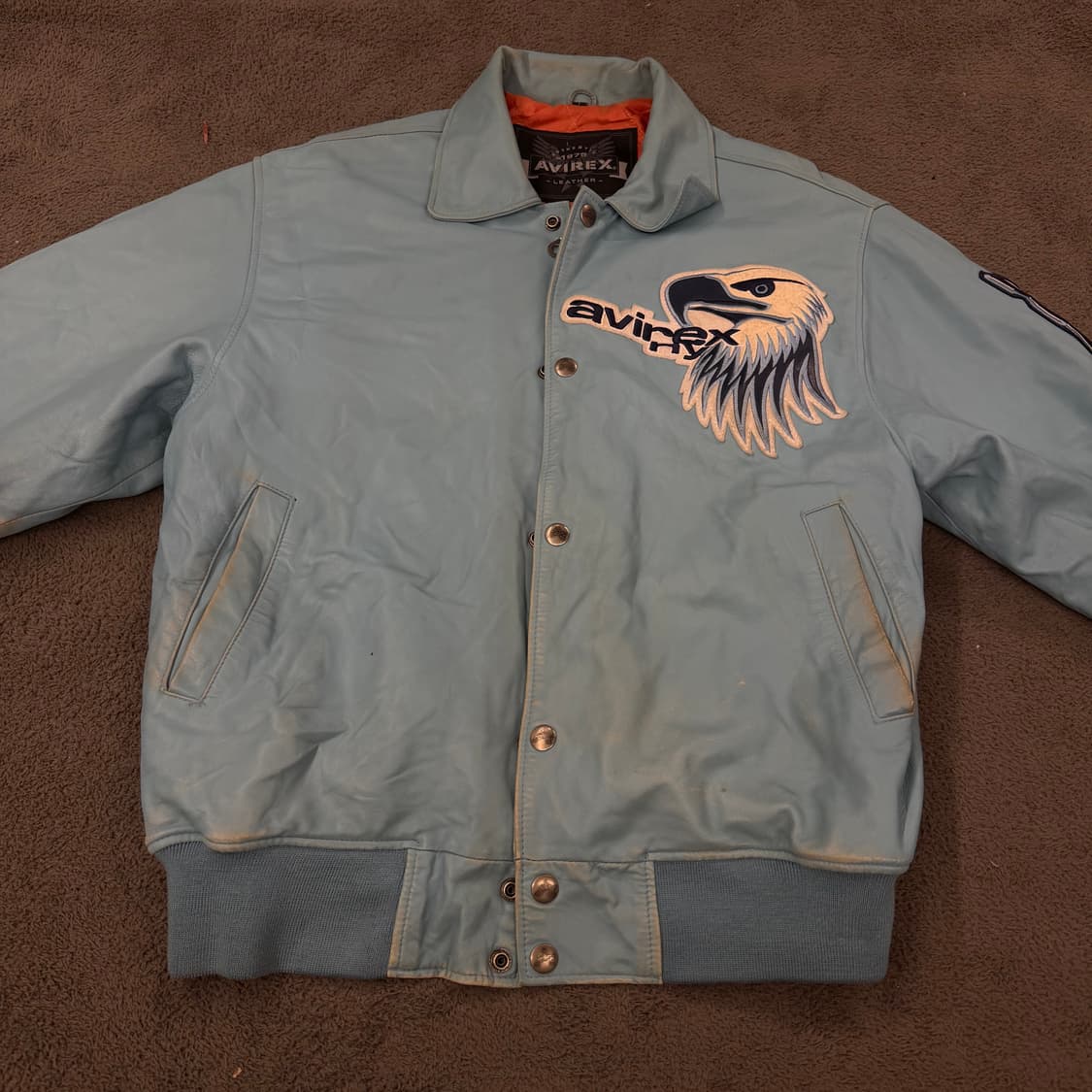 [ 정품/L ] 아비렉스 빈티지 바시티 레더 가죽 자켓 상품이미지2