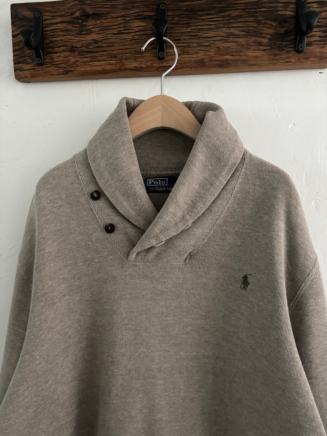 Polo 폴로 랄프로렌 베이지 컬러 숄카라 니트 스웨터 상품이미지4