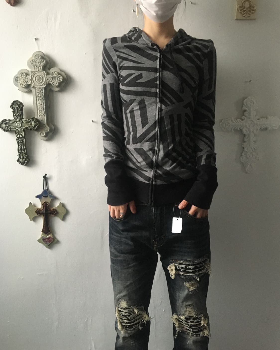 Pattern hood zip up 상품이미지1