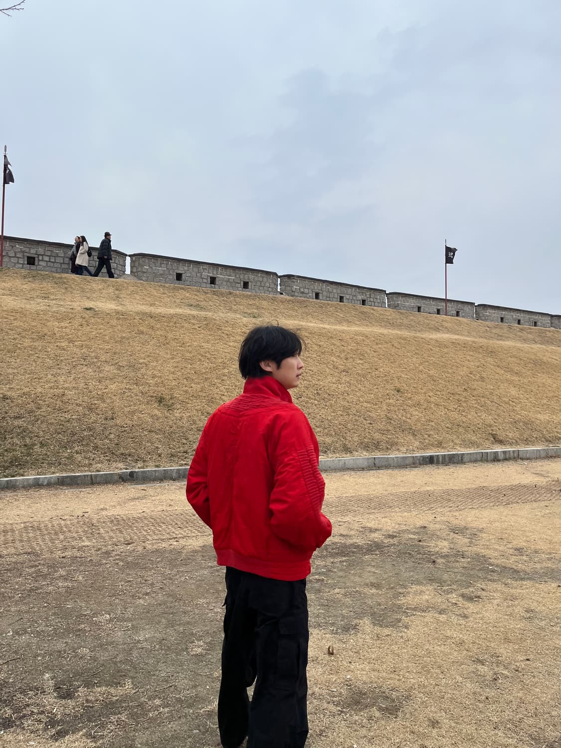 JPN VTG 하이넥 디테일 레드 봄버 자켓 상품이미지2