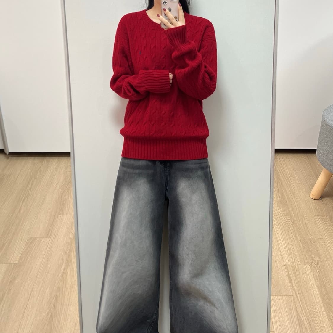 폴로 랄프로렌 네이비 포니 레드 꽈배기 울 니트 상품이미지1