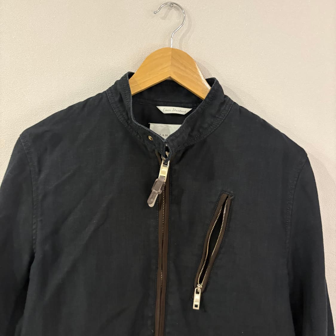 자라 맨 리넨 스탠다드 블랙 자켓 L 상품이미지3