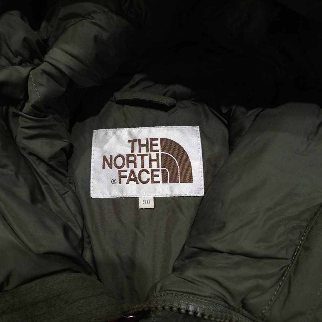 노스페이스 카키 블랙 배색 화이트라벨 암포켓 오리털 봄버 패딩 점퍼 M 상품이미지9