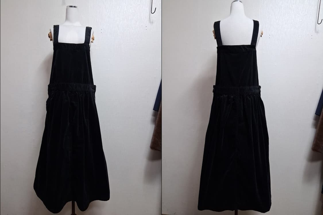 LARU 일본빈티지 검정 면 골덴 블랙코듀로이 뷔스티에롱원피스 30까지 상품이미지2