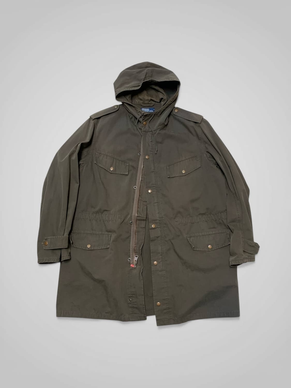 [L/두산]폴로 카키 브라운 밀리터리 모즈 파카 상품이미지1