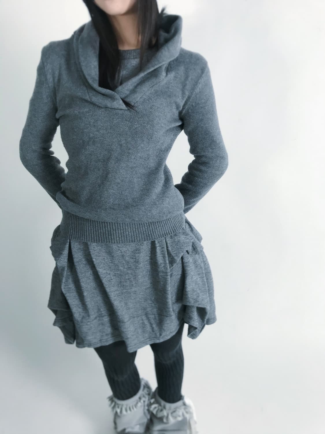 Tommy hilfiger wrap collar grey knit 상품이미지2