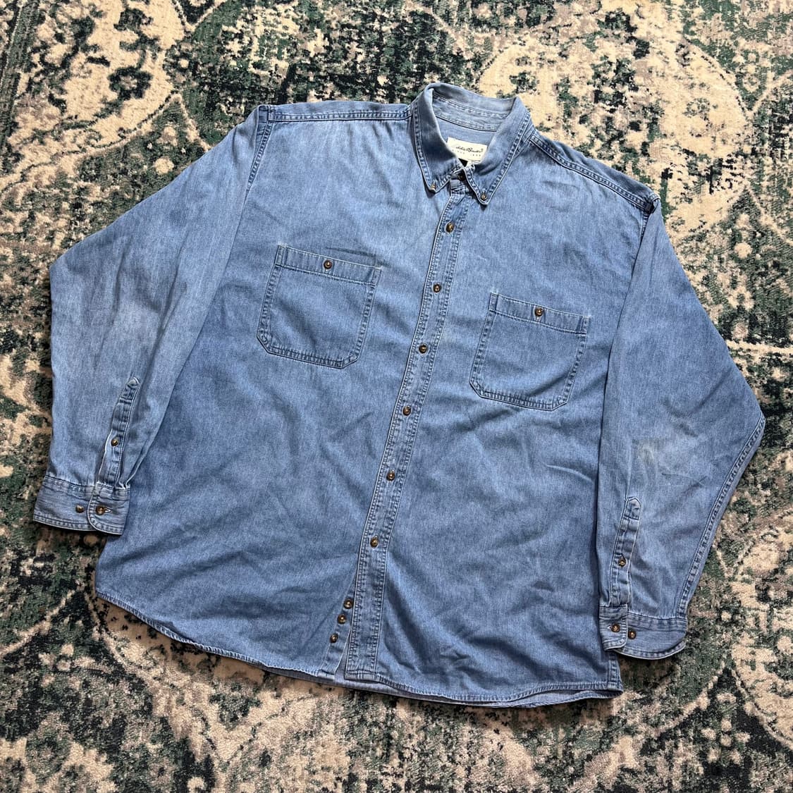 90s Eddie Bauer 에디바우어 투포켓 데님 아메카지 셔츠(XL) 상품이미지1
