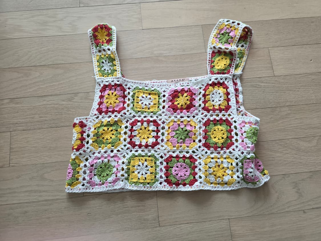 니트 패치워크 니트 조끼 베스트 히피 에스닉 상품이미지1