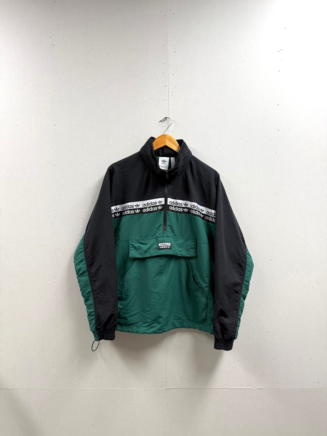 남성 S (90~95) / 아디다스 아노락 바람막이 그린/블랙 상품이미지1