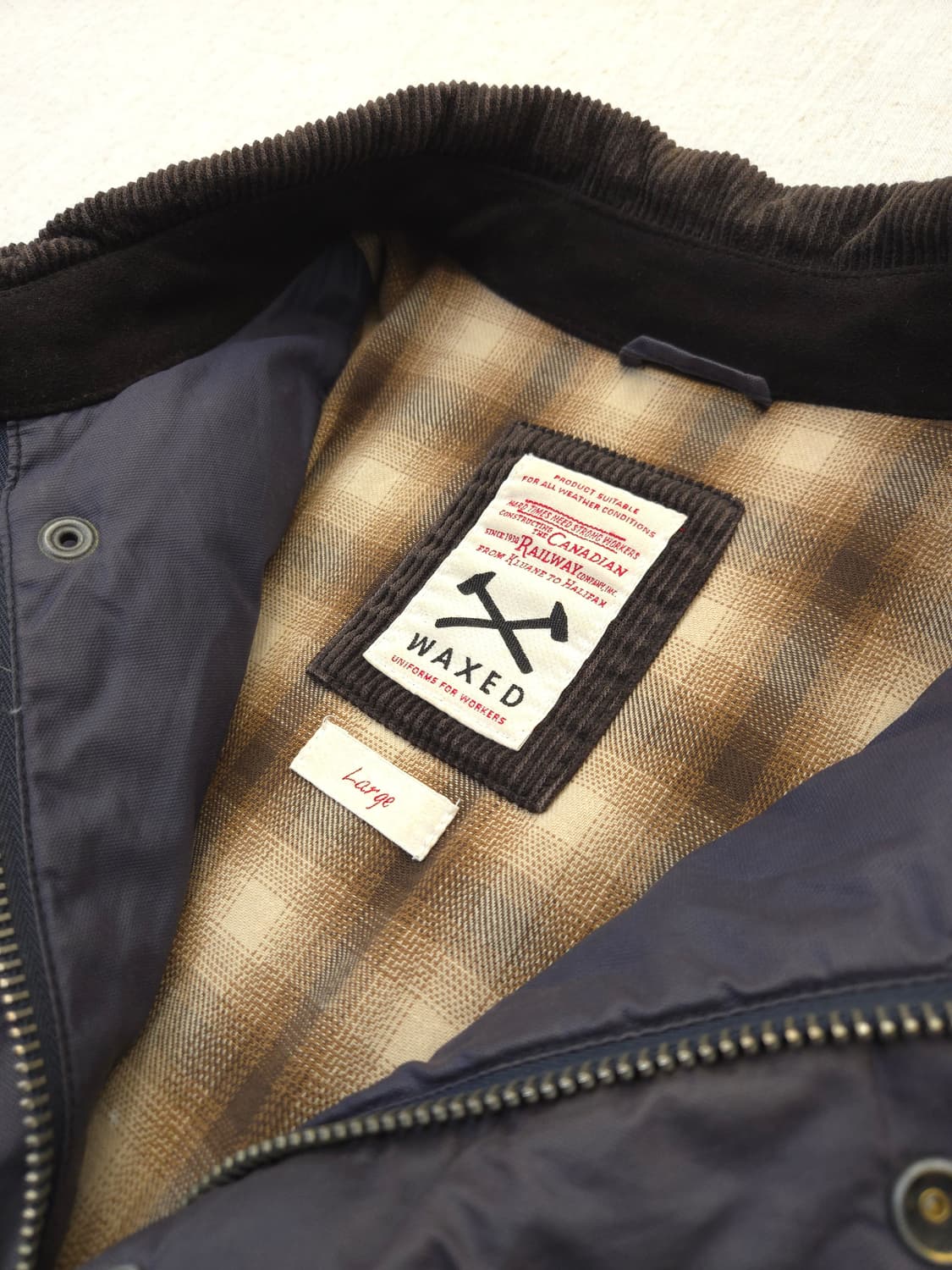 시리즈 WAXED 퀼팅 자켓 코듀로이 카라 M 네이비 상품이미지4