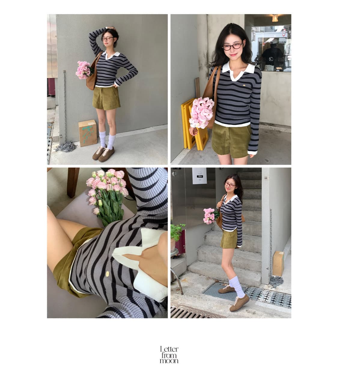 레터프롬문 베를린 코듀로이 쇼츠 올리브 색상 상품이미지2