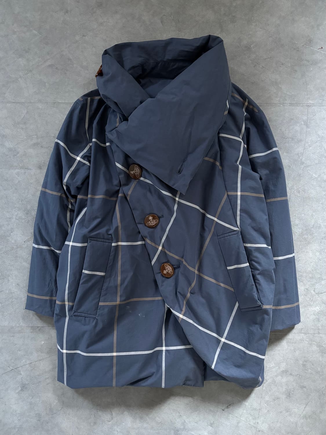 Vivienne Westwood 레드 라벨 블루 체크 리버시블 다운자켓 상품이미지1