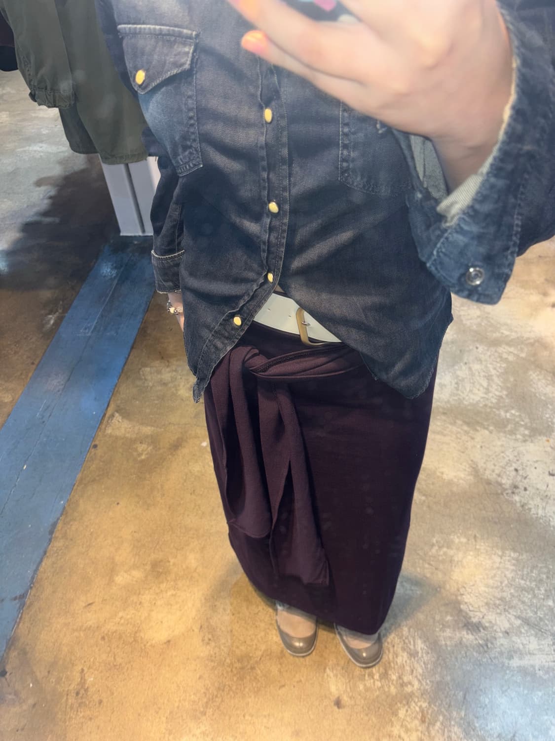 퍼플 리본 롱스커트 상품이미지1