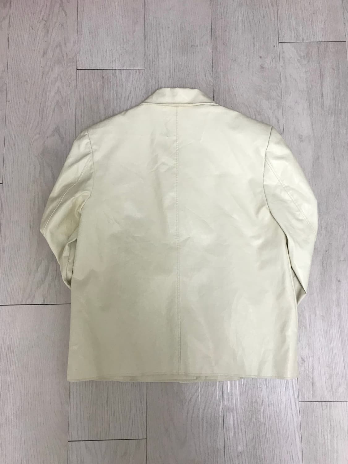 아이보리 오버핏 여성 레더 가죽 자켓 상품이미지2