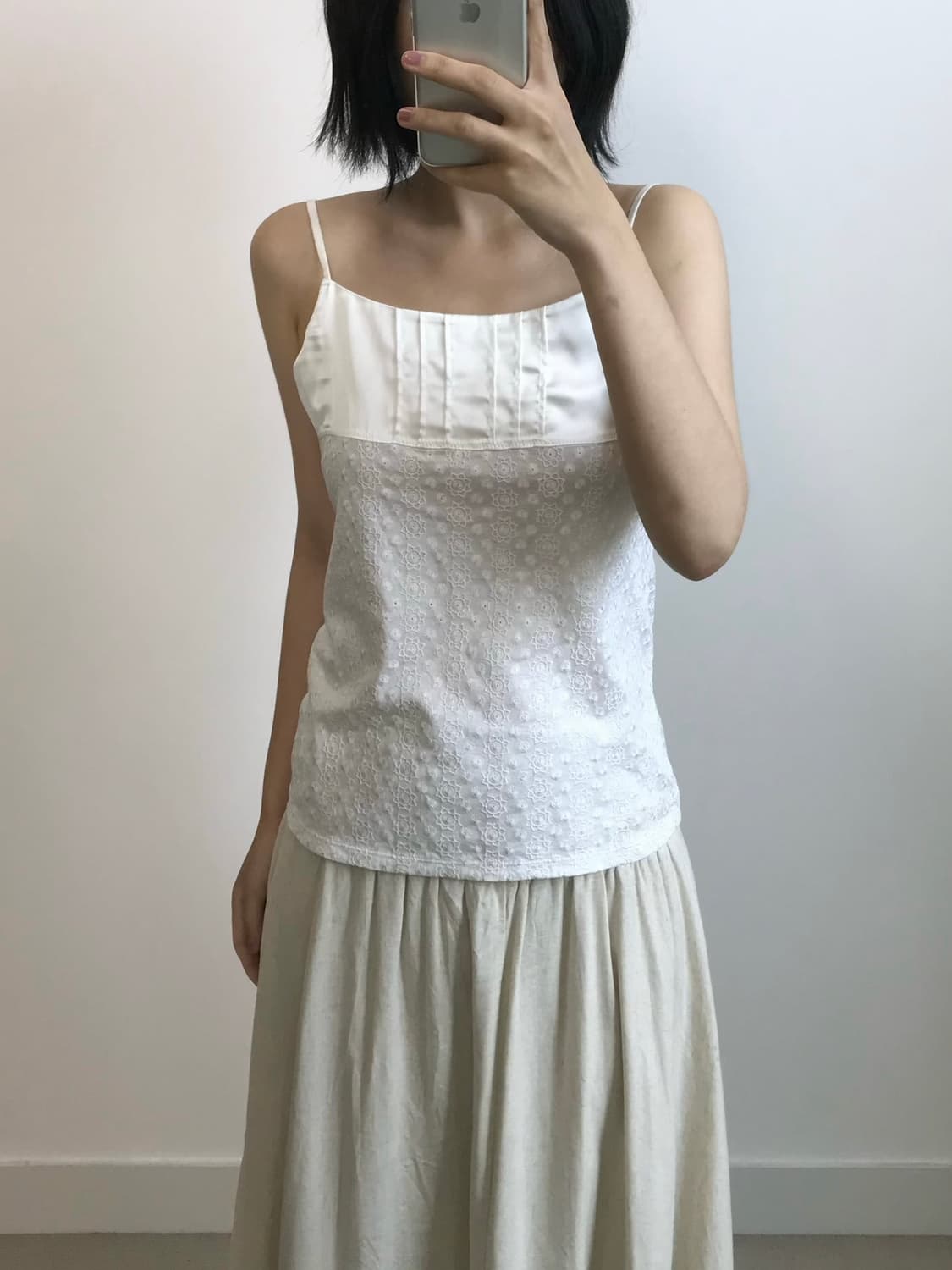 빈티지 새틴 펀칭 콤보 나시 상품이미지2