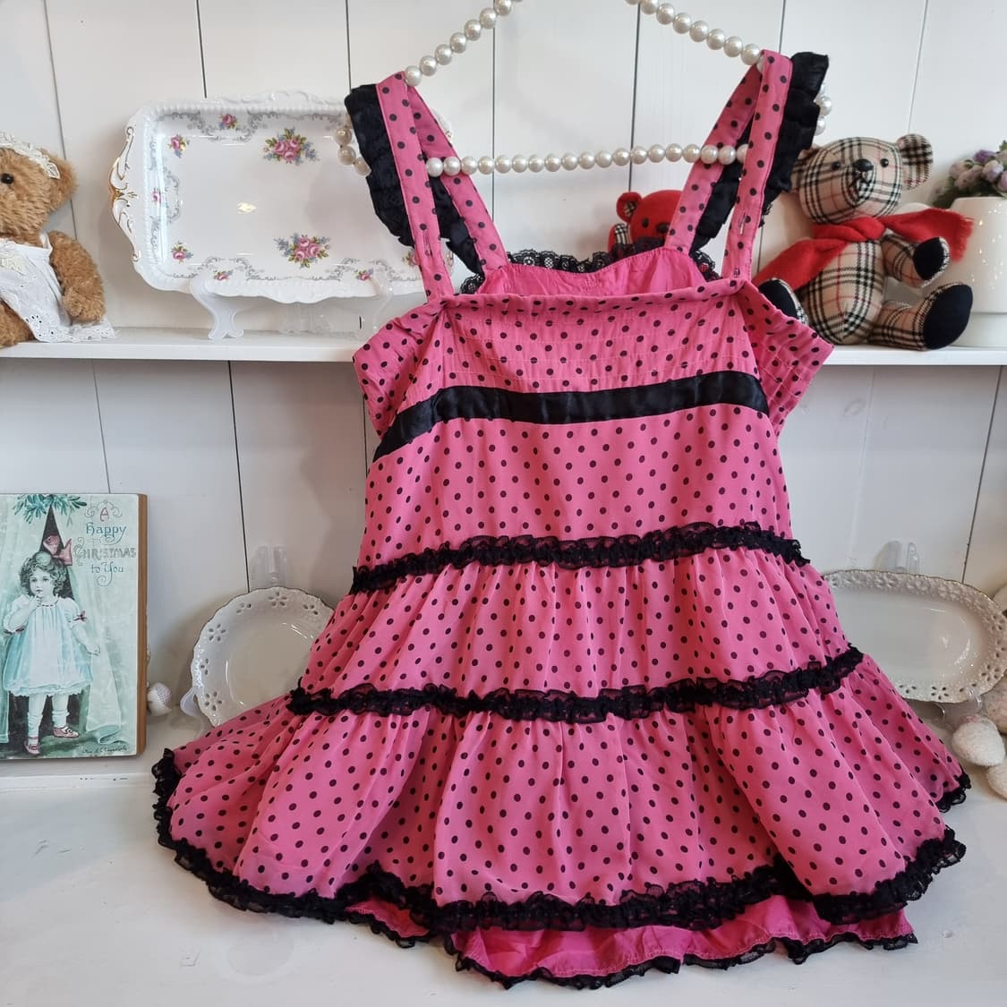 히메갸루 러블리 핑크 도트 리본 레이스 캉캉 튜닉 상품이미지4