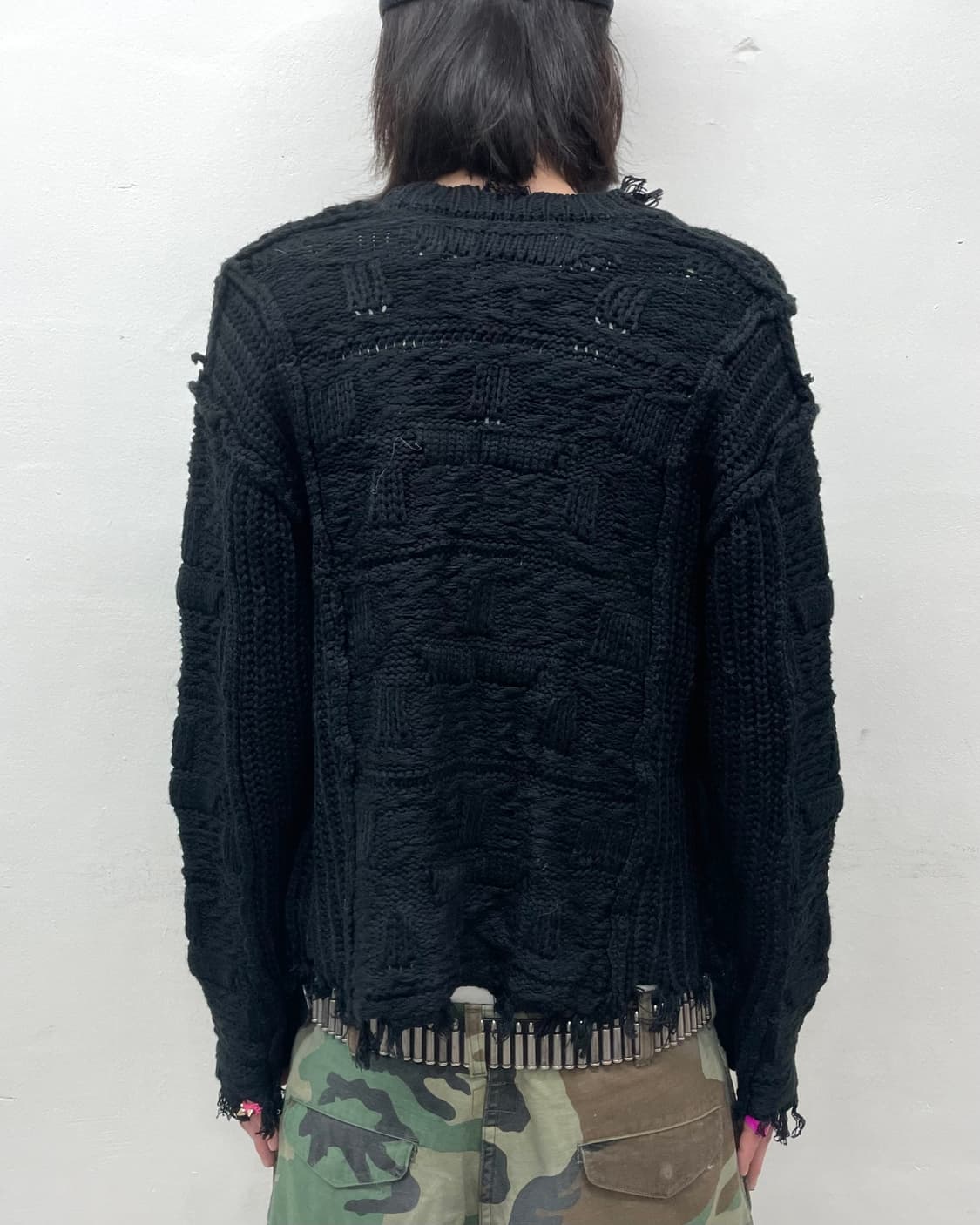 Damage Patchwork Black Cardigan  상품이미지2