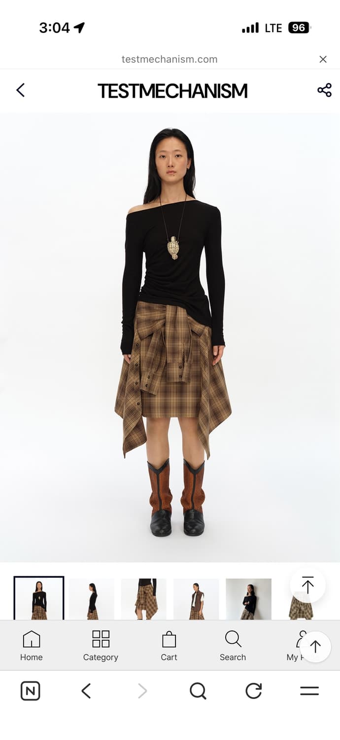 OINIMI Checkered pattern Sk khaki 상품이미지1