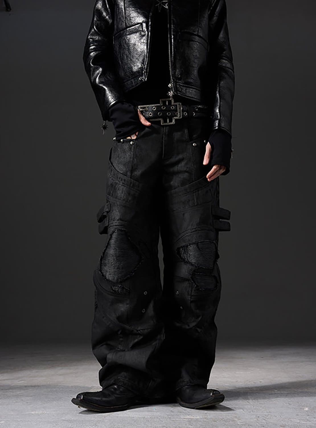 3D Cut Waxed Straight Denim Pants  상품이미지2