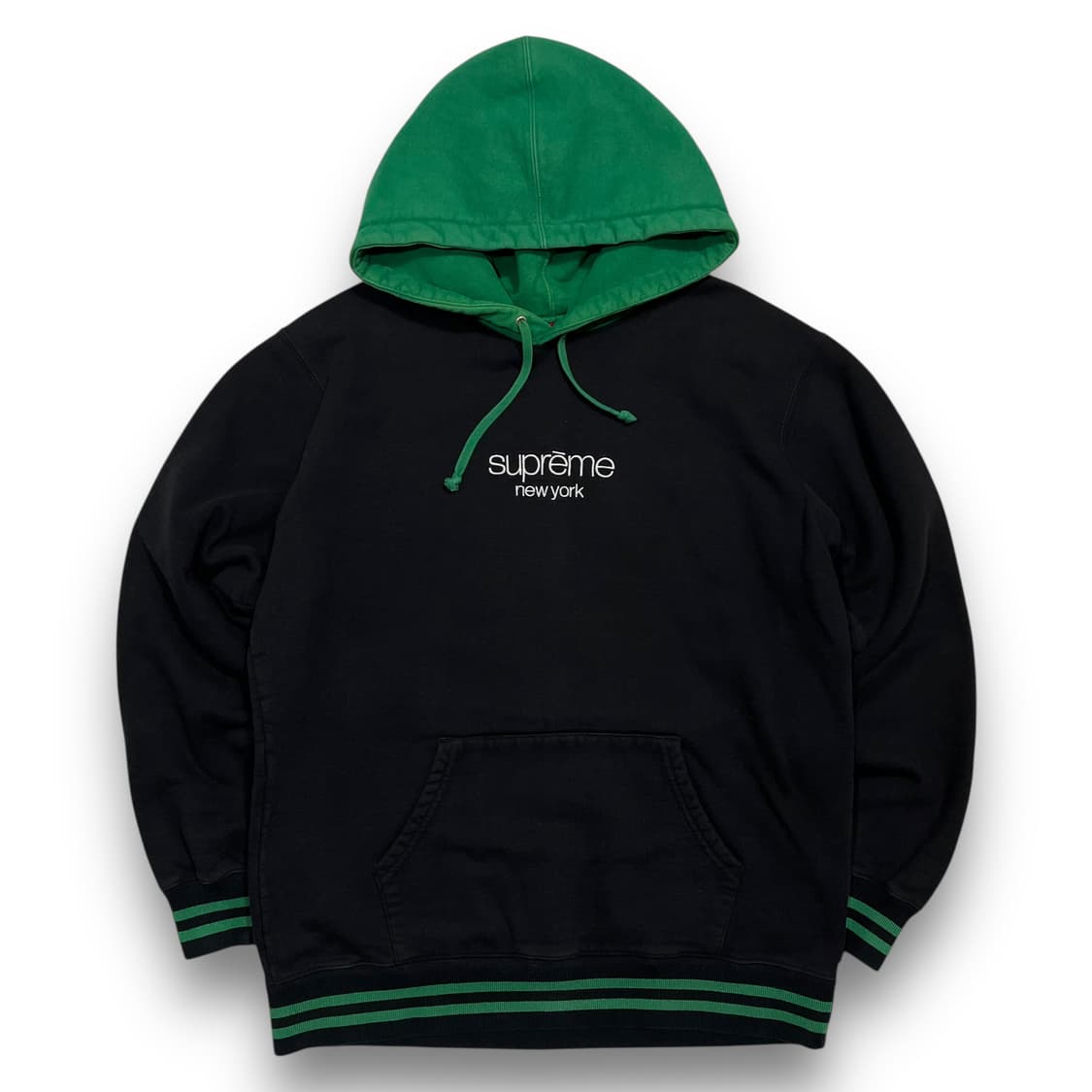 슈프림 뉴욕 클래식 로고 그린 헤비 코튼 후디 상품이미지2