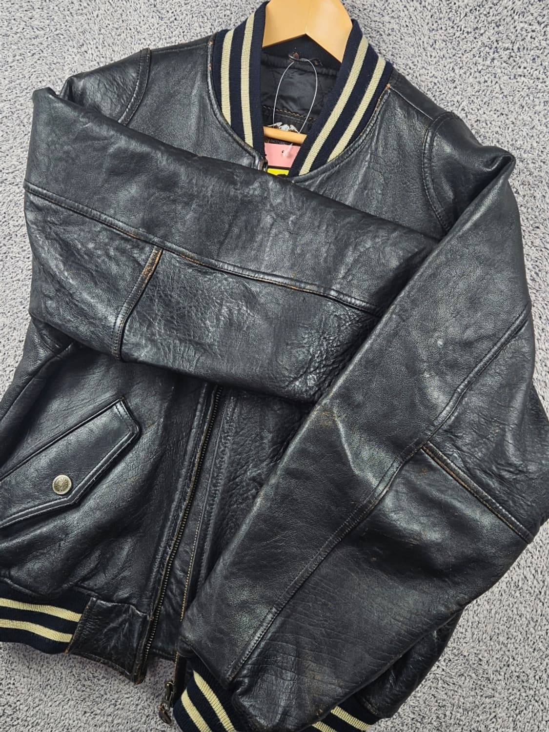 할리 데이비슨 싱글 라이더 가죽 바시티 자켓 ( L ) / 10777 상품이미지6