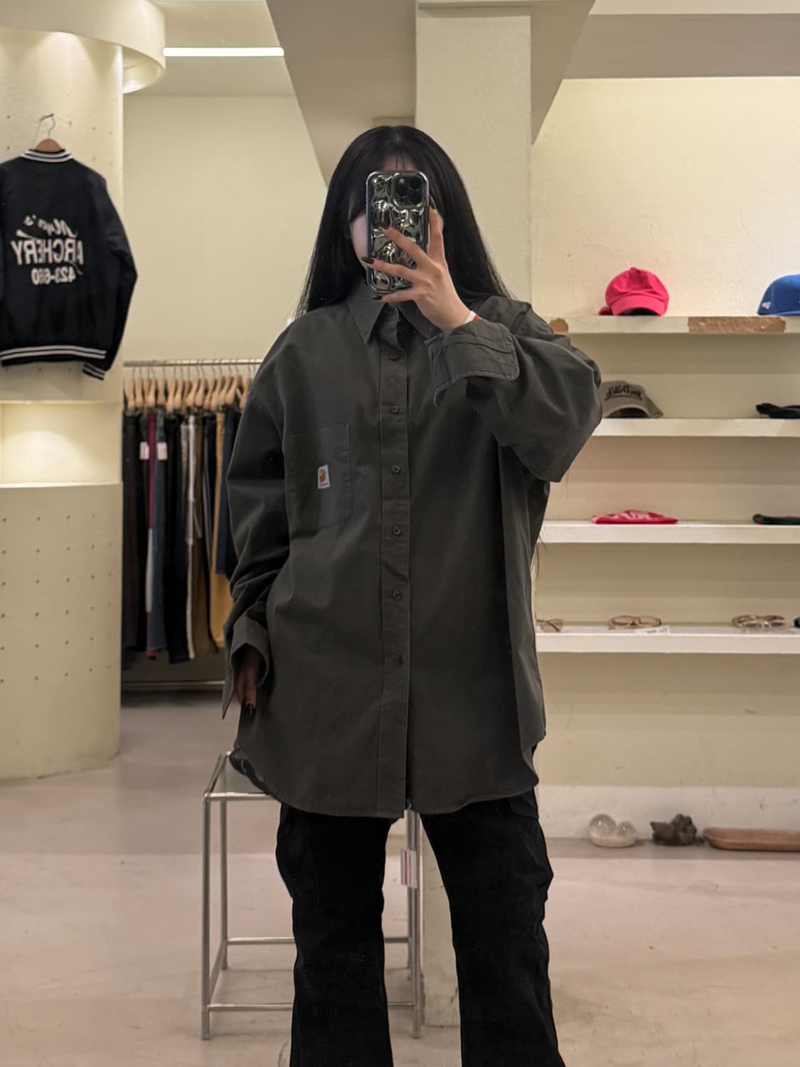 칼하트 빈티지 버튼다운 워크셔츠 카키 U1623 상품이미지1