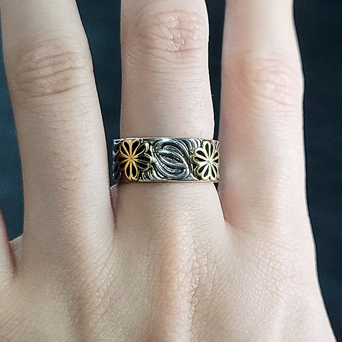 Avara 실버 남자 엔틱 빈티지 명품 고대 연꽃 반지 상품이미지8