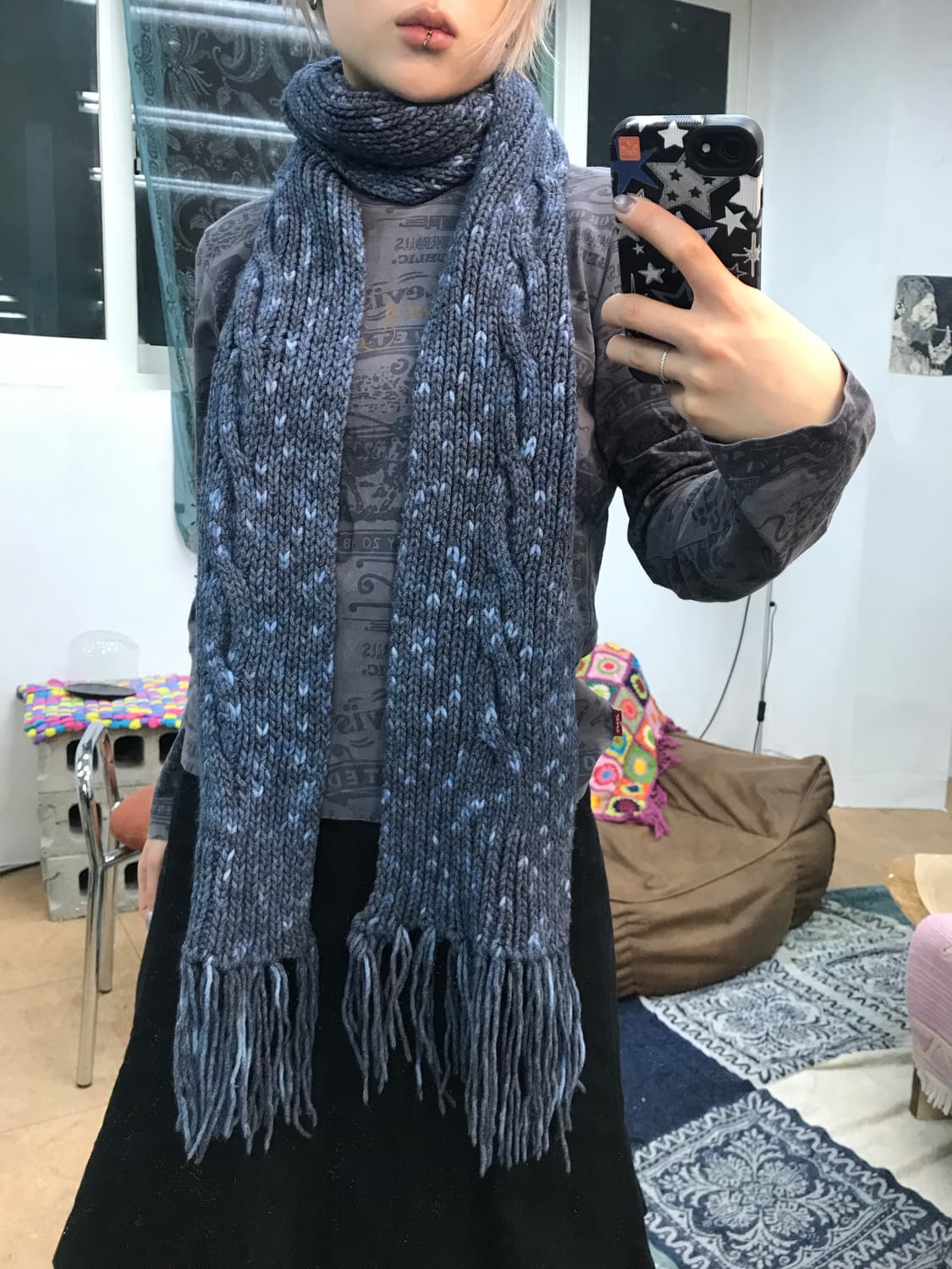 케이블 꽈배기 니트 머플러 목도리  상품이미지1