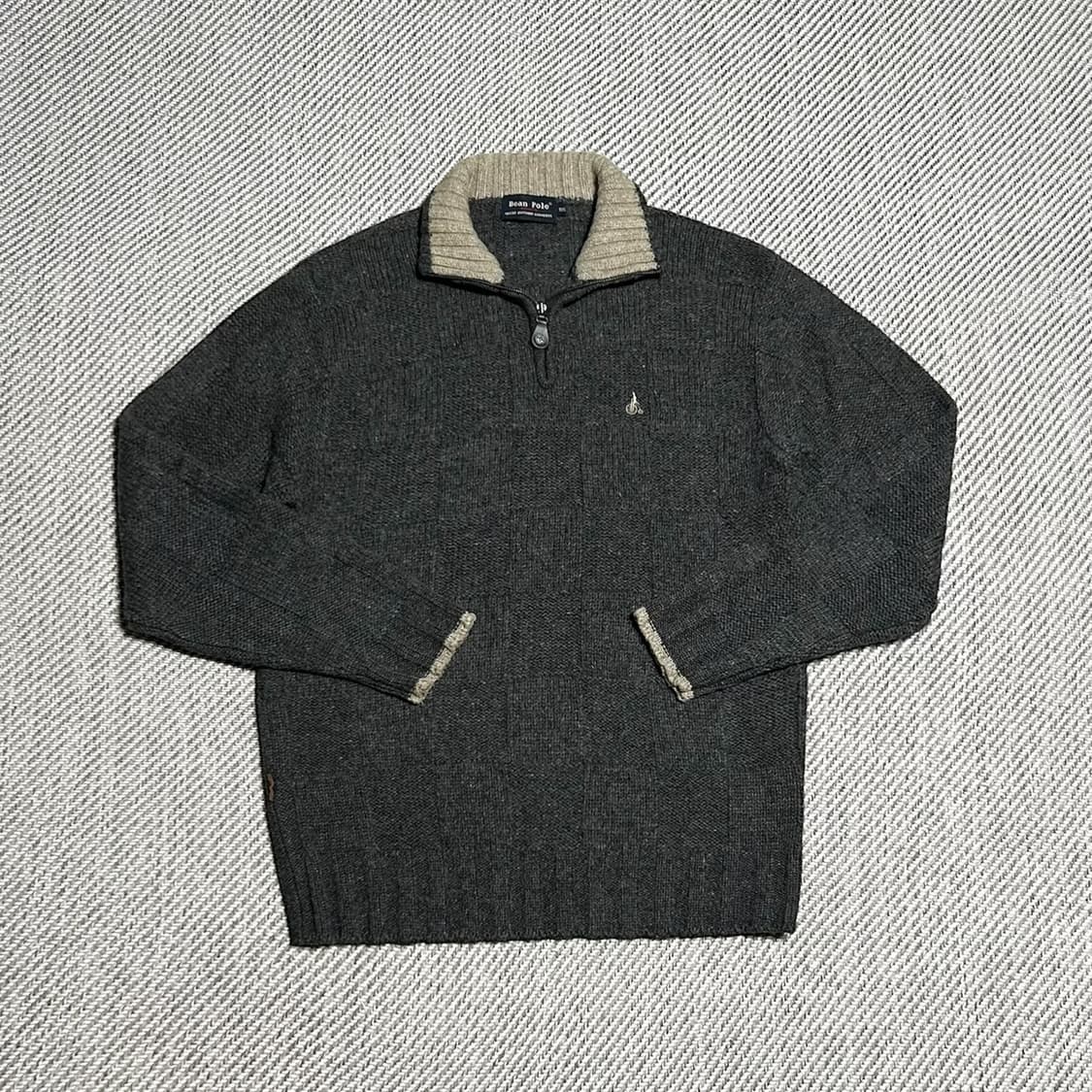 [XL] Beanpole 빈폴 헤비 다크그레이 반집업 니트 상품이미지1
