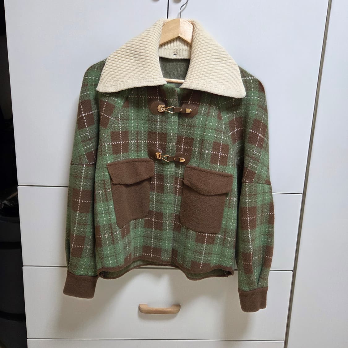 카키브라운 모직 니트자켓 상품이미지1