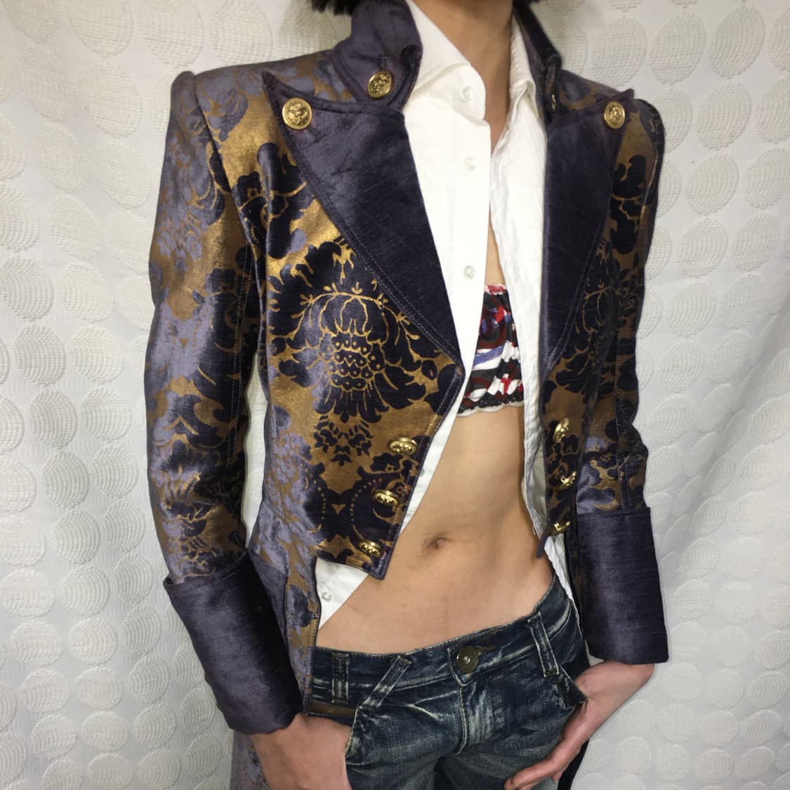 피에르 발망 바로크 자카드 벨벳 밀리터리 롱 자켓 상품이미지2