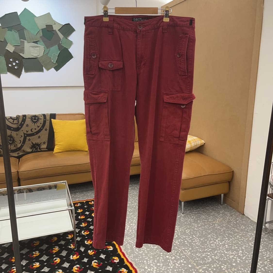 푸부 빈티지 레트로 버건디 와인 카고팬츠 35인치 C08117 상품이미지3
