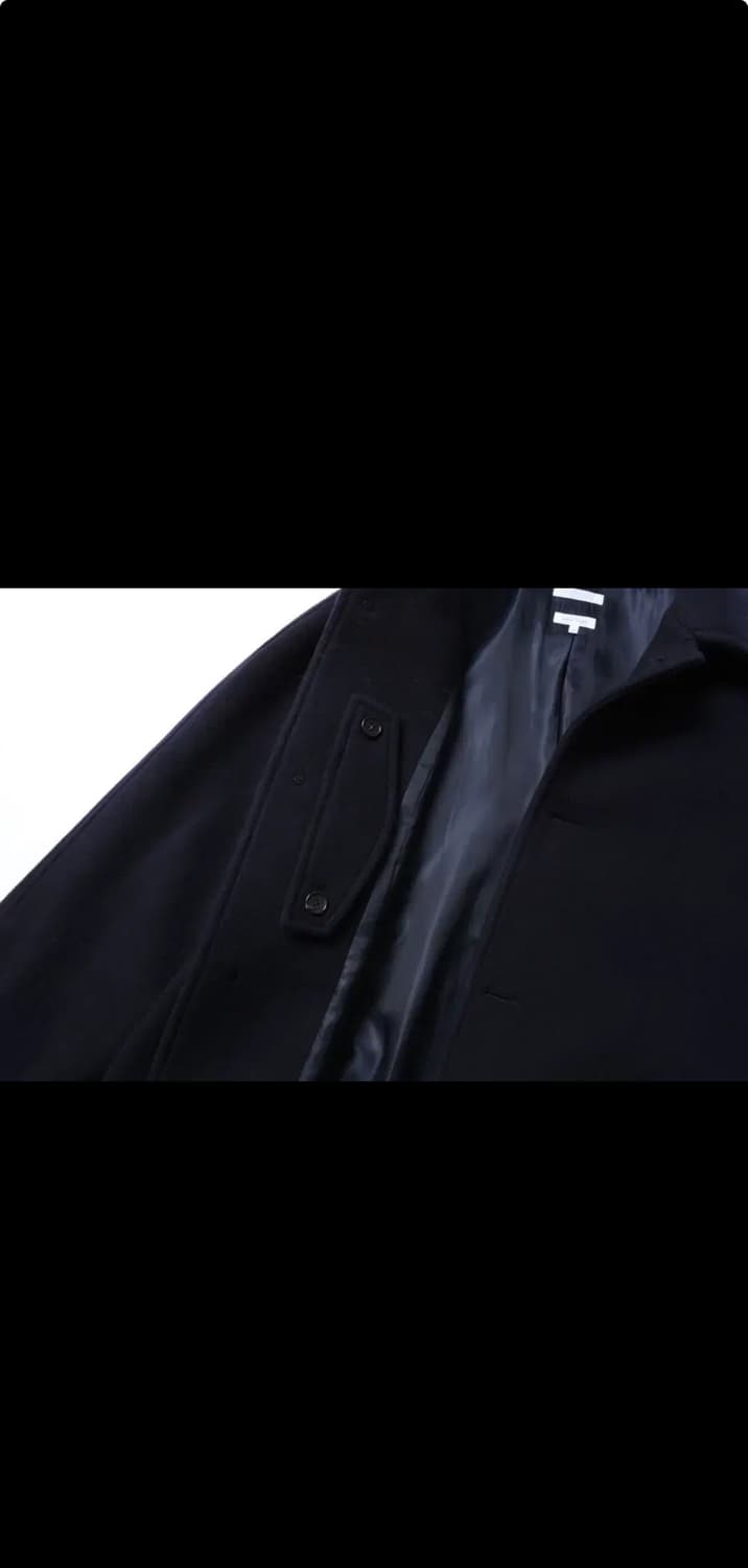 우드비 울 모사 레더 트림 코트 네이비 1사이즈 (95-100) 상품이미지3