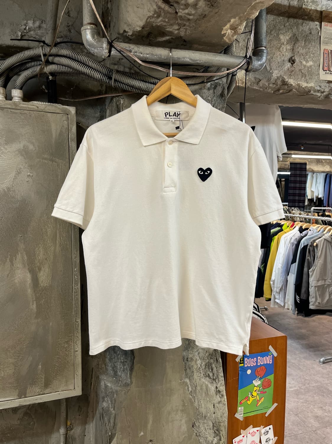 꼼데가르송 반팔 카라티 화이트 XL #csz2575 상품이미지1