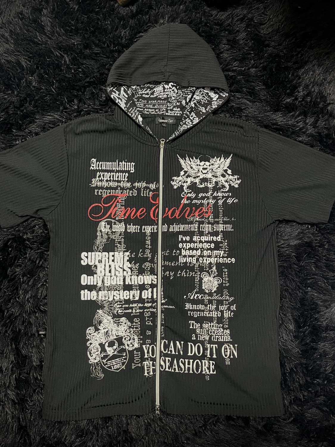 Beaumont Carr 투웨이 펑크 프린팅 반팔 집업 상품이미지2