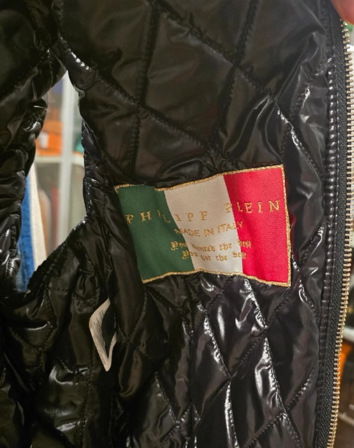 필립플레인 블랙 스컬 레더 패딩 조끼 XS 상품이미지4