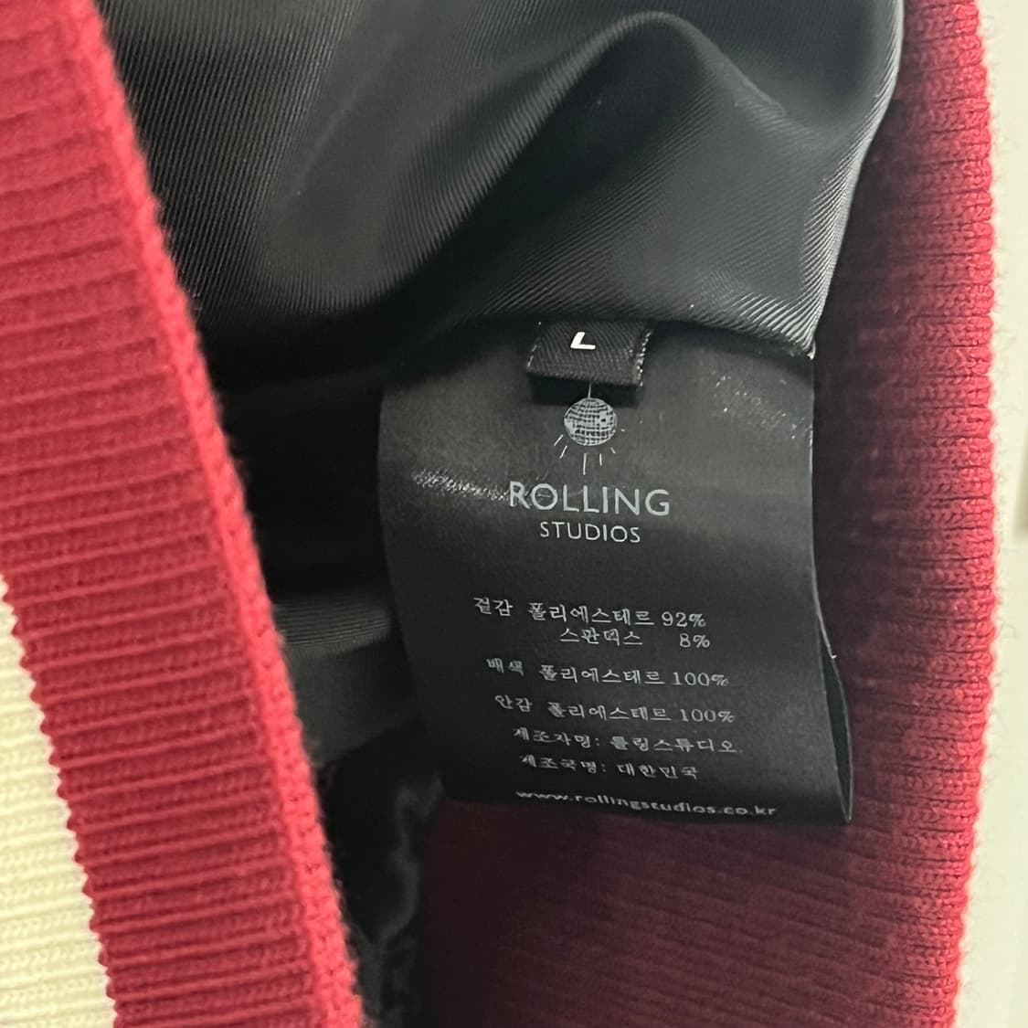 L 롤링스튜디오 벨벳 레드 스타디움자켓 상품이미지3