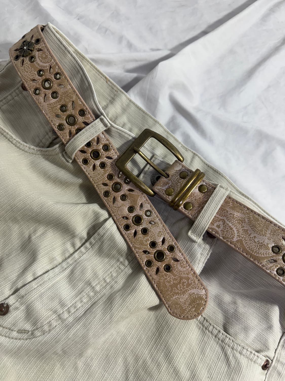 빈티지 플라워 콘초 오리엔탈 레더 벨트 웨스턴 히피 상품이미지4