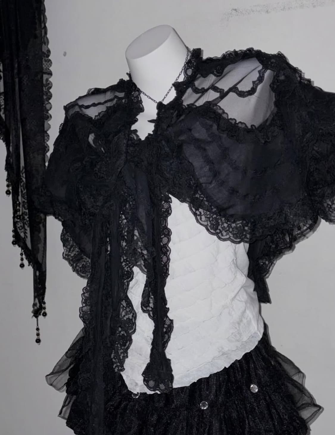 고스 레이스 케이프 숄 블랙 고스로리 공겜여주 상품이미지1