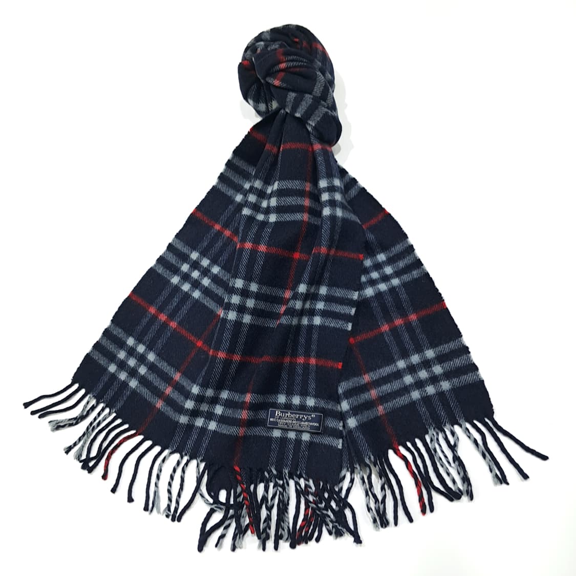 MX460 버버리 영국판 캐시미어 빈티지 네이비 머플러 목도리 상품이미지2