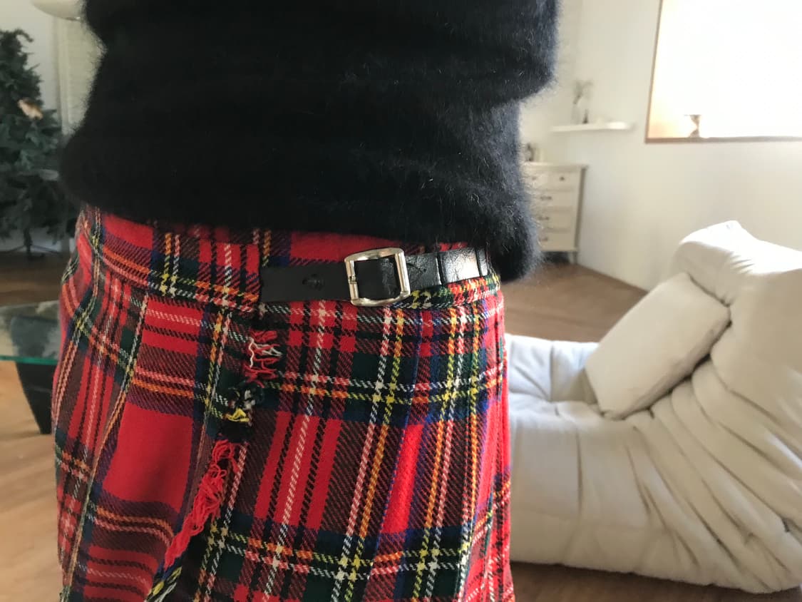 vintage check pattern wrap skirt (29inch 상품이미지5