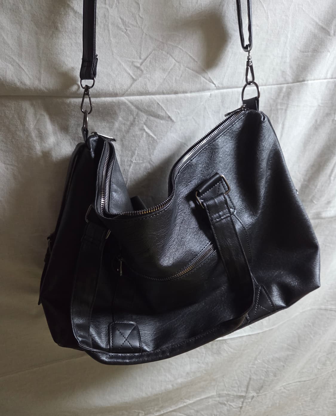 블랙 레더 크로스백 상품이미지2