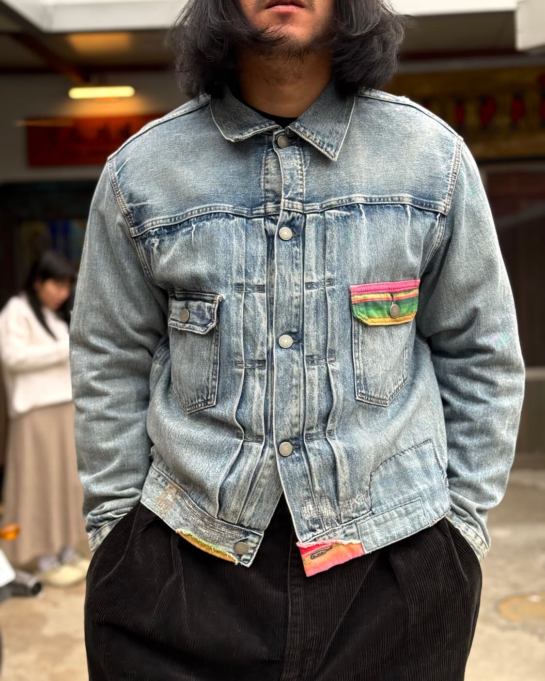 폴로 랄프로렌 렌턴 디스트레스드 리페어 패치워크 데님 트러커 자켓 L 상품이미지7