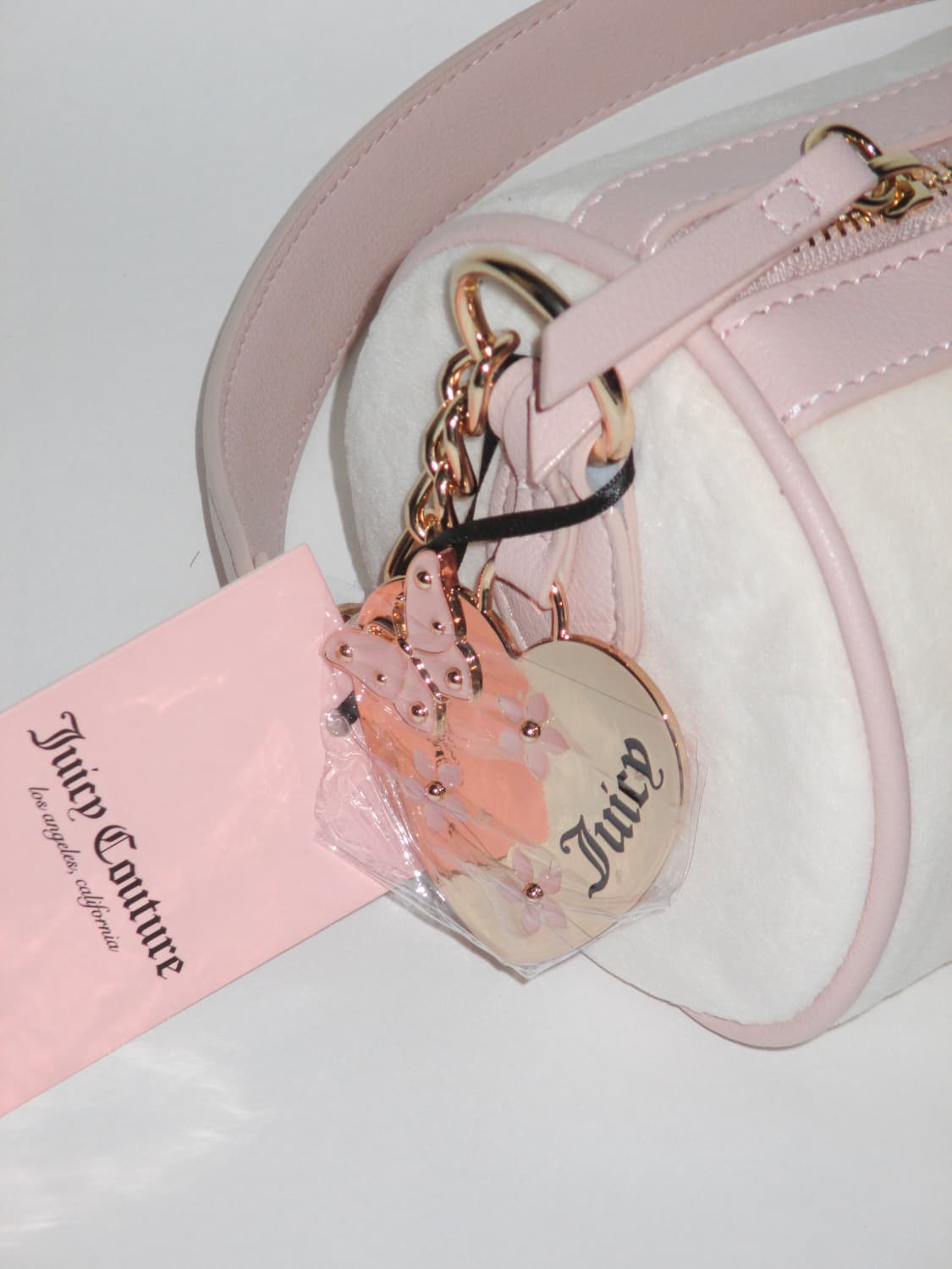 쥬시 꾸뛰르 크림 앤 핑크 배럴백 상품이미지3