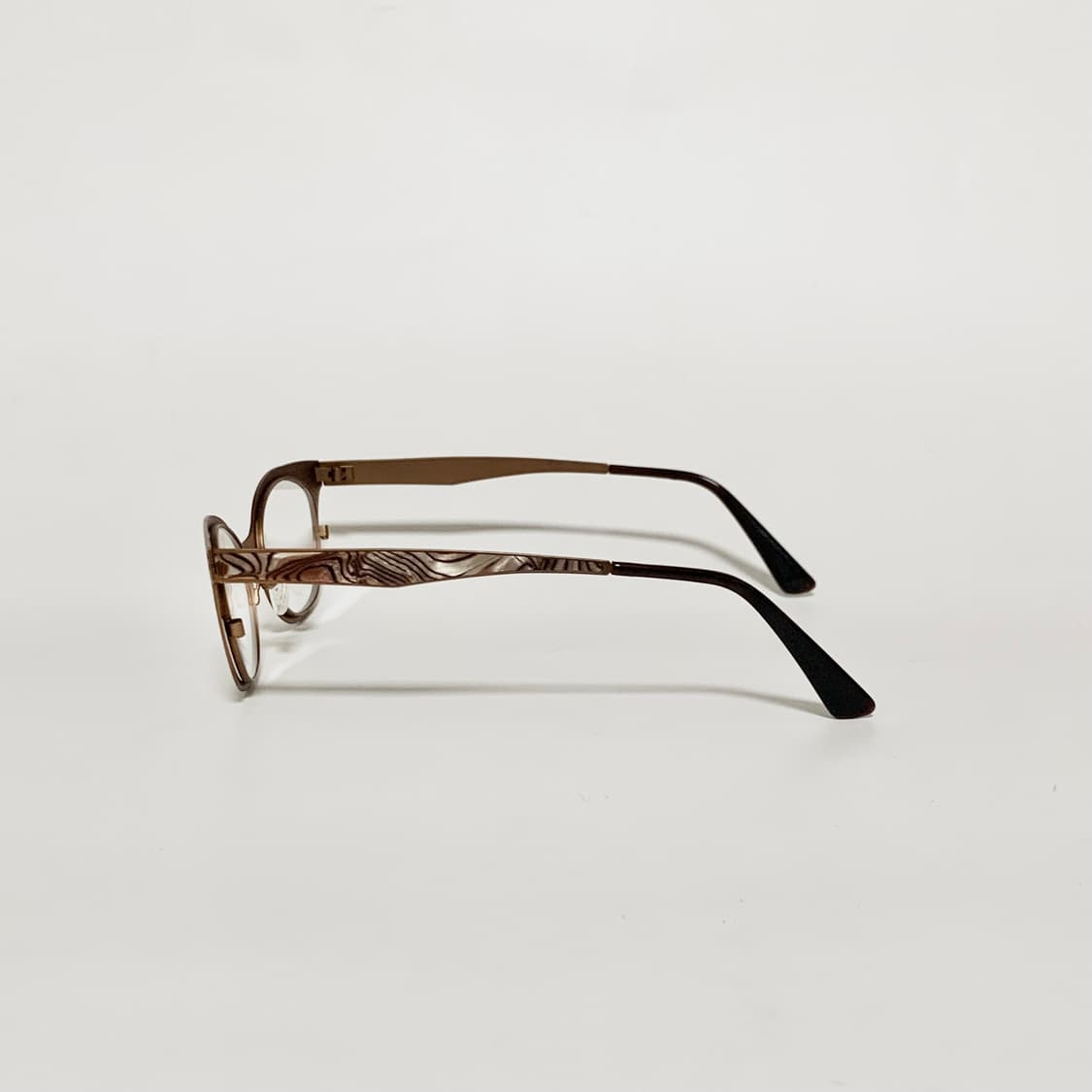 1000 빈티지안경 캣아이 안경테 가벼운 메탈 안경 마블 패턴 브라운 상품이미지4